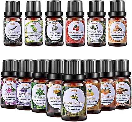 Vsadey 精油套装 纯 级 香薰精油套装 适用于扩散器 加湿器 沐浴14 X 5ml 亚马逊中国 个护健康