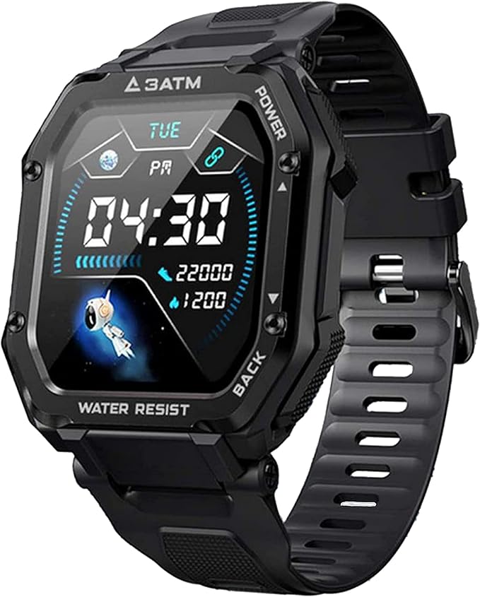 男士女士智能手表,3atm 防水健身追踪器,带*/血氧监测活动追踪器,1.