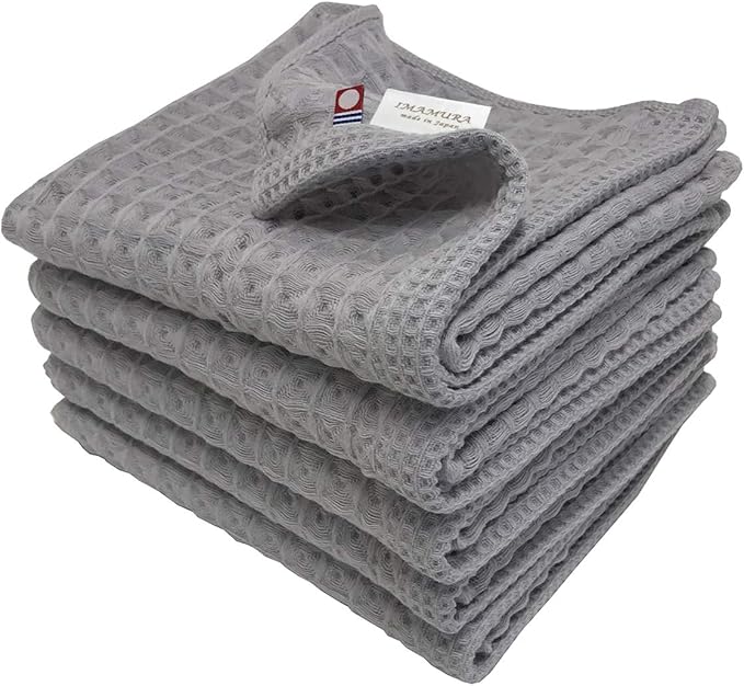 今治毛巾 面巾 5条装 华夫纹编织 浅灰色 35x85cm