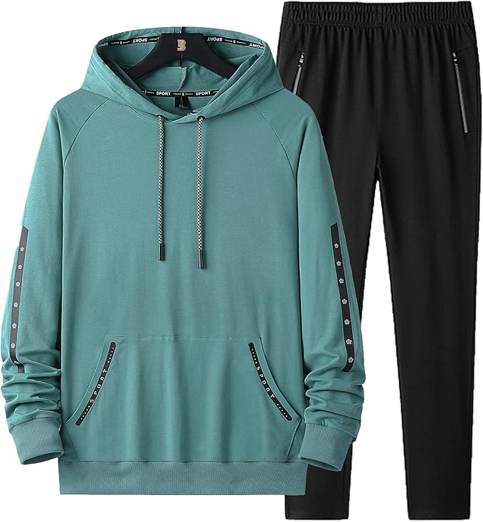 doslavida 男式运动运动服套装 2 件套服装连帽运动套装休闲跑步慢跑