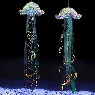 闪光彩虹水母适用于海底小美人鱼派对装饰悬挂果冻鱼装饰沿海海洋生日