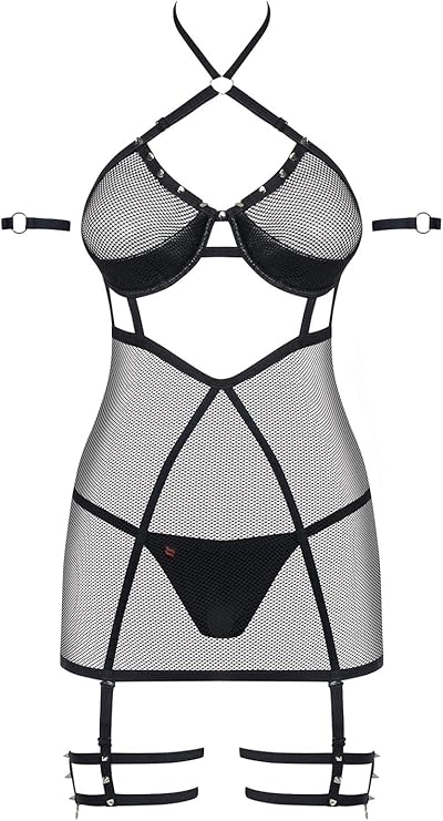 obsessive 女式性感网眼内衣丁字裤套装 858-che-1 黑色
