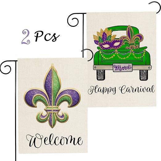 狂欢节花园旗鸢尾花欢迎珠眼面具化妆舞会面具卡车花园旗帜垂直双面