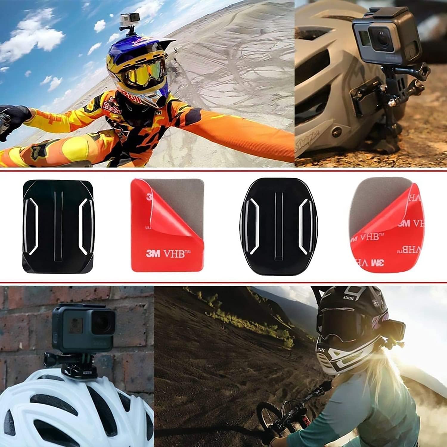 Mipremium 粘合扣固定架适用于gopro 相机 5 X 弯曲和平面安装 带3m 粘性垫 适用于头盔 自行车 板 适合所有go Pro Hero 9 8 7 6