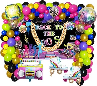 玫瑰红*金色黑色五彩纸屑气球吊杆气球-溜冰气球,回到 90 年代背景