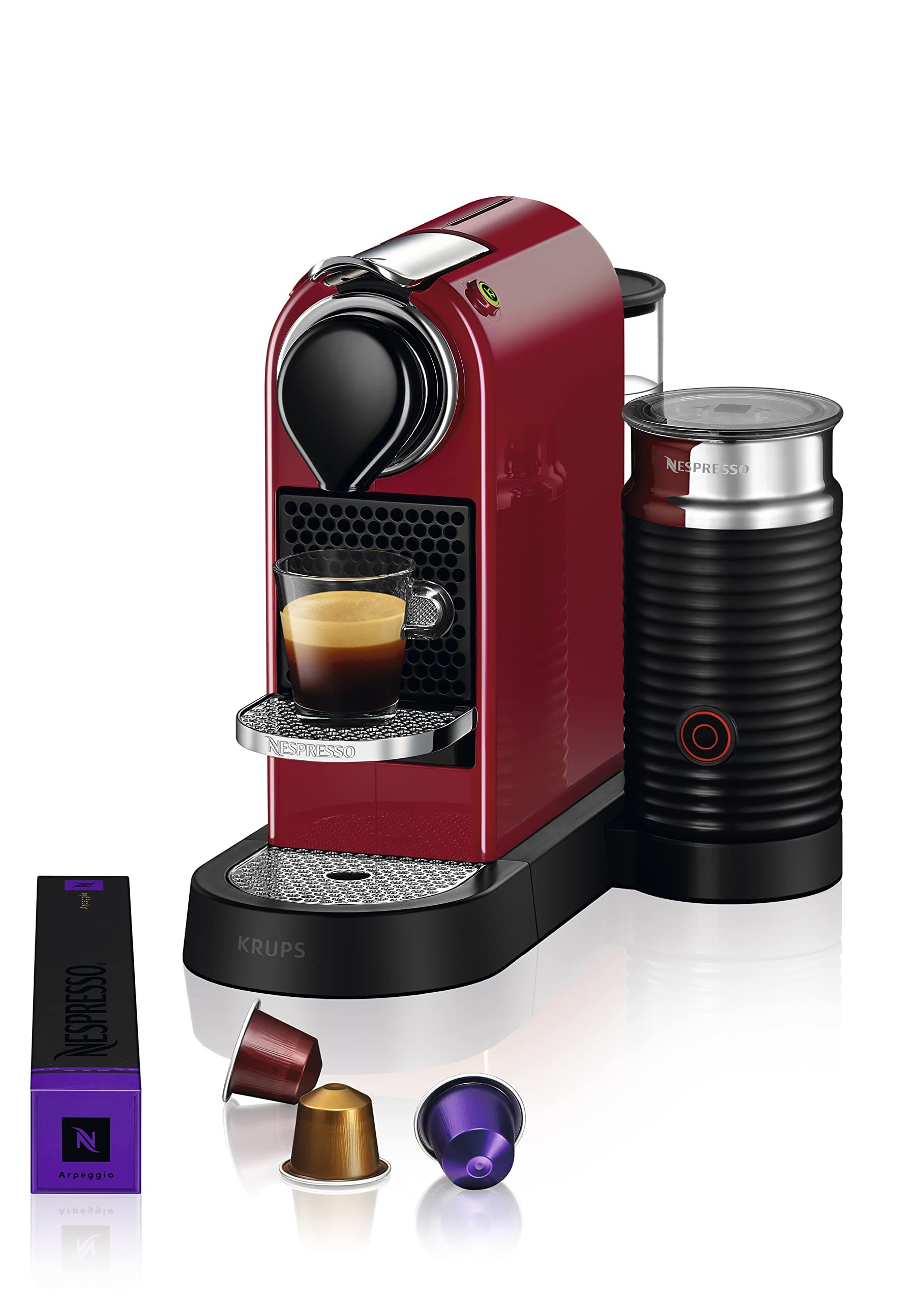 Krups Nespresso Citiz&Milk capsule coffee machine XN7615 (1260W, water tank capacity: 1l, pump pressure: 19 bar), red