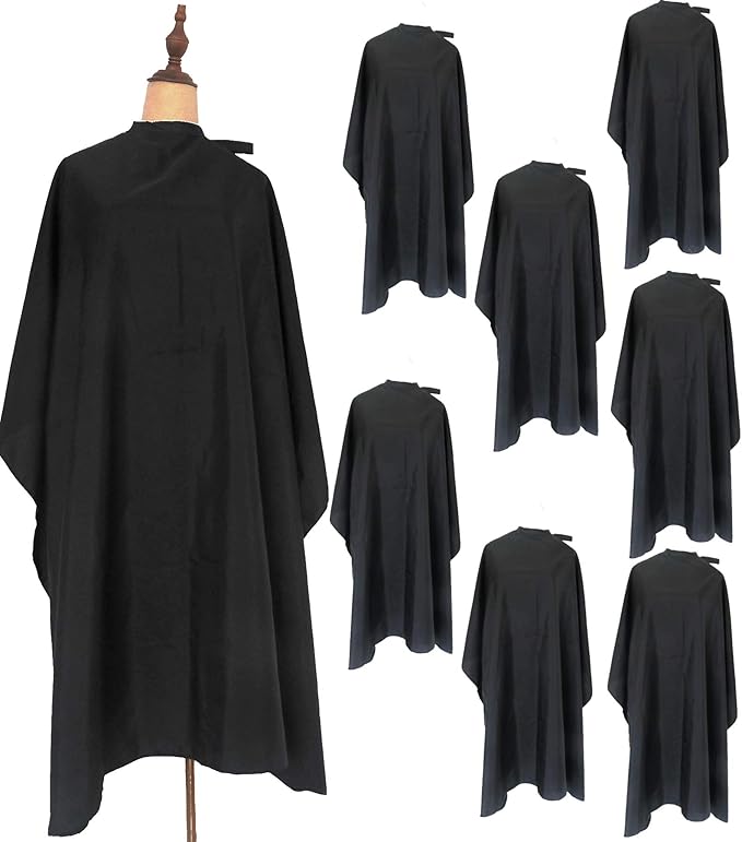 理发斗篷黑色理发沙龙理发斗篷防水美发适用于客户男士成人(8 件理发