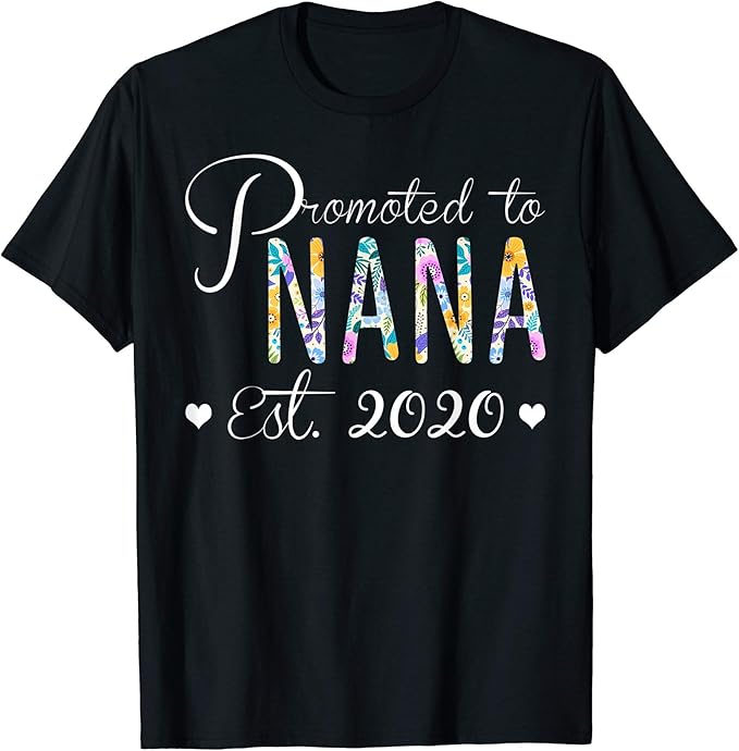 Promoted To Nana Est 服装可爱祖母t 恤 New Grandma Shirts Baby Shower Gift 服饰箱包 亚马逊中国
