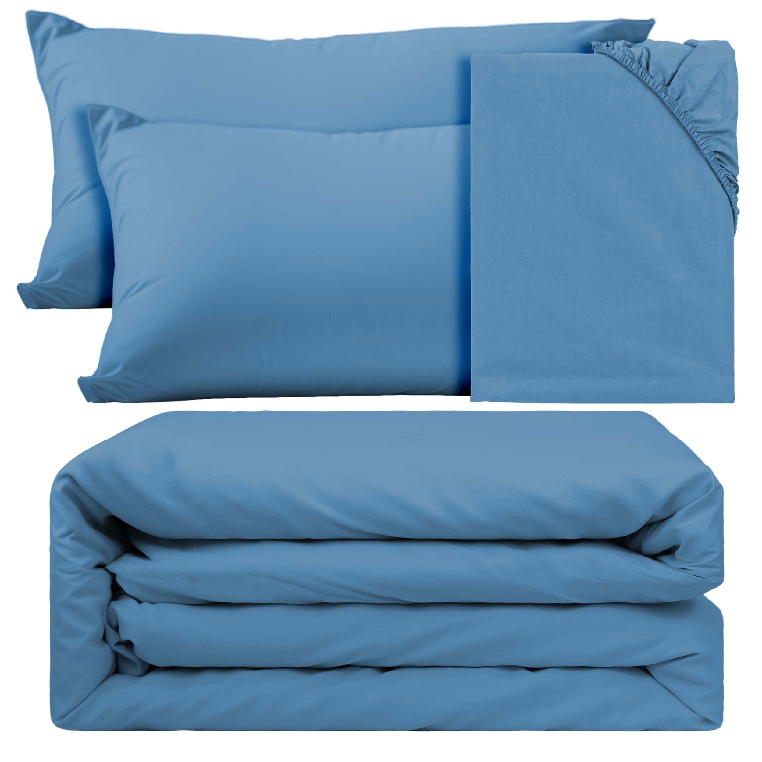 BESCH Bedding 4-piece microfiber, bed cover with zipper - bed cover 220x240cm and 2 pillowcases 50x75cm - Soft and non-ironing