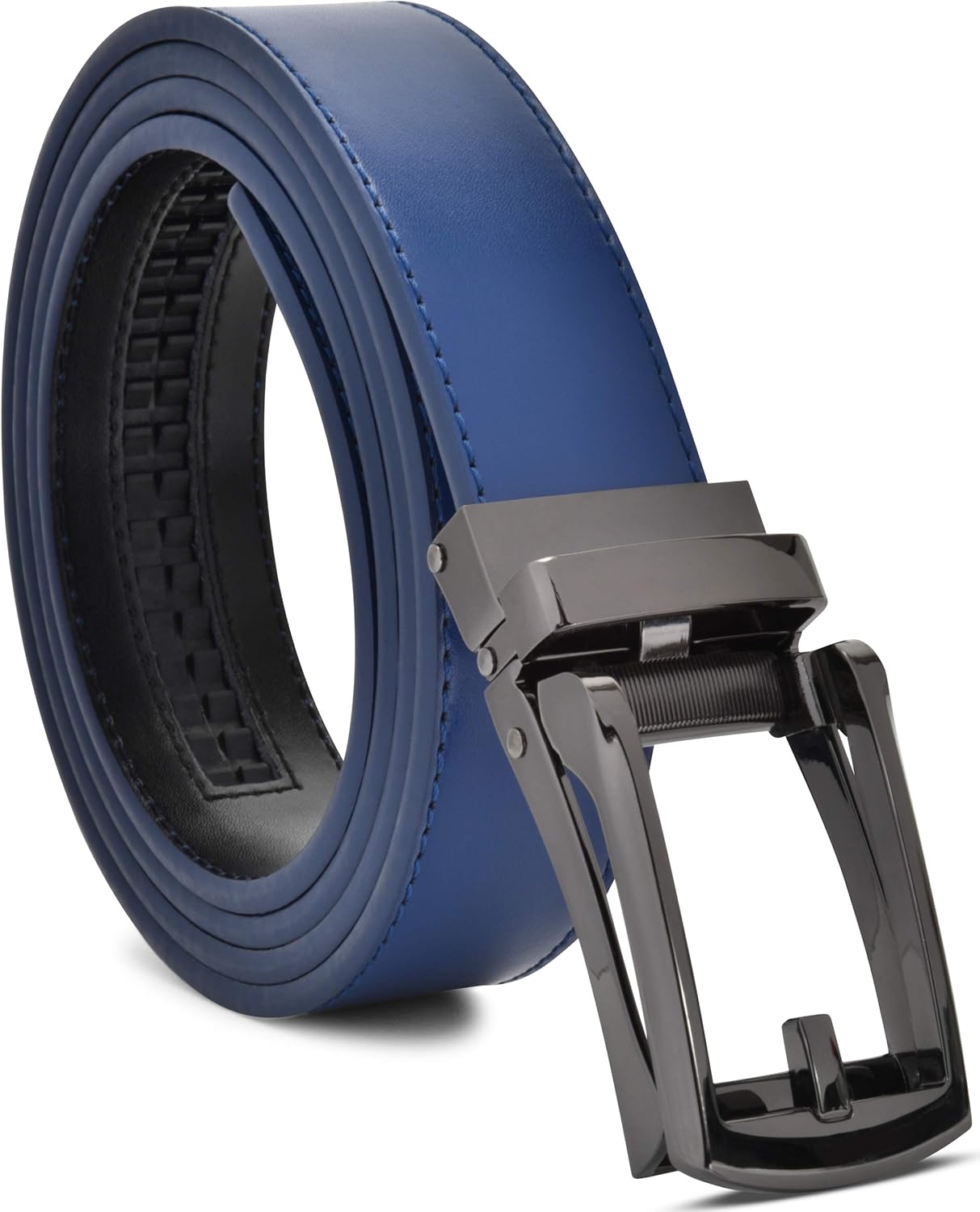 男式真皮棘轮礼服腰带定制款,自动扣,无孔