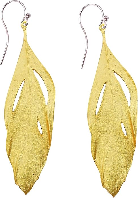 michael michaud 金板羽毛耳环 #3138