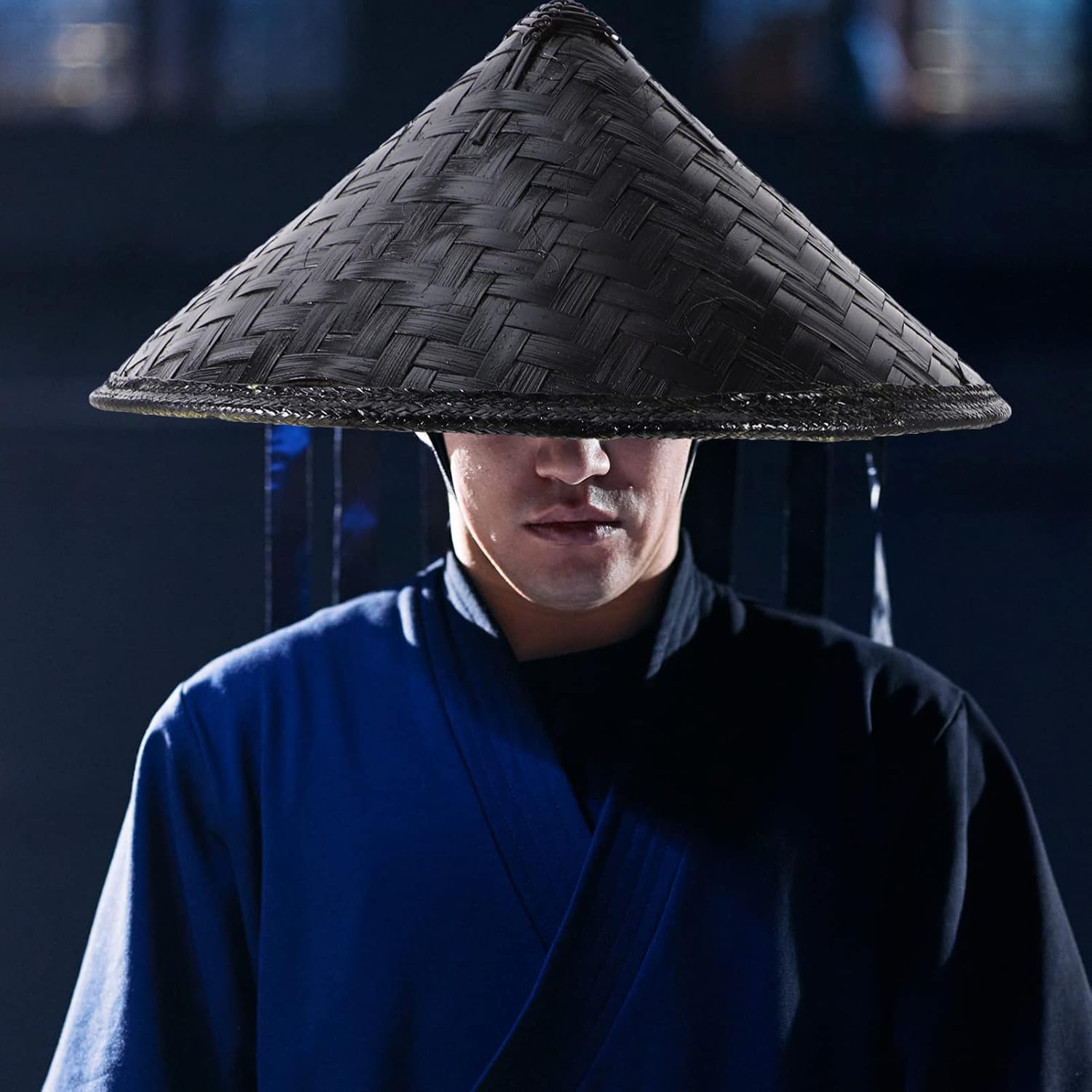 gadpiparty 手工日本武士帽黑色帽子日本竹帽武士角色扮演骑士帽米帽