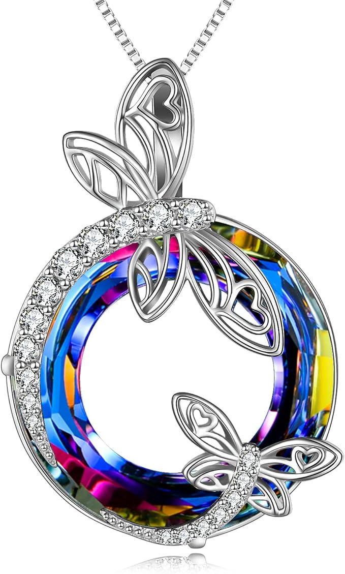 toupop 蜻蜓/蝴蝶项链 s925 纯银蜻蜓/蝴蝶吊坠带水