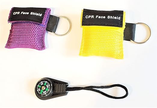 yr 2 件一次性非接触急救 cpr 面罩用于管理钥匙圈上的紧急 cpr 包括