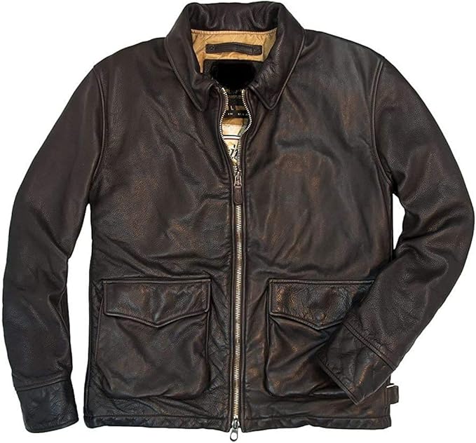 a2 aviator seal 棕色真皮飞行员飞行夹克