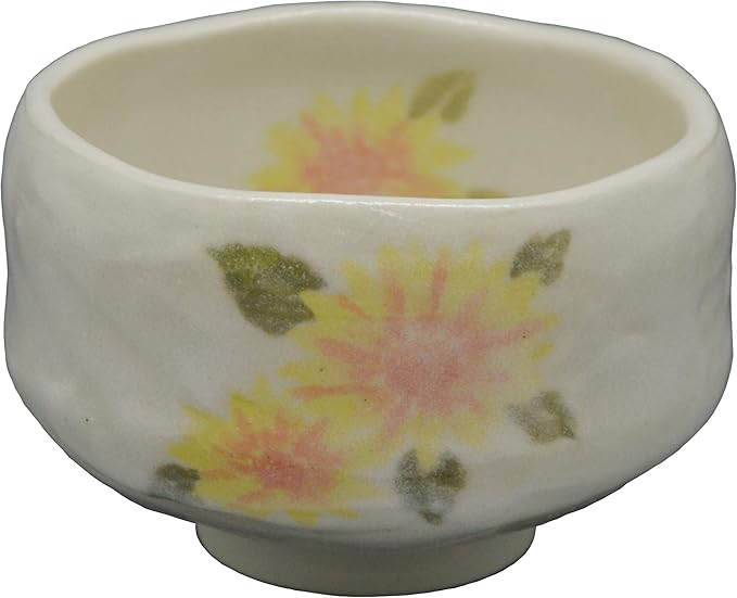 丰窑(yutakagama) 抹茶碗 白色 尺寸:直径9.6×高6厘米 小碗 向日葵