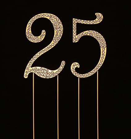 25 岁生日蛋糕装饰的数字25 周年蛋糕装饰 25 周年蛋糕装饰 25 岁生日派对装饰 4 5 英寸高金色2 75 Inches Tall Gold 亚马逊中国 厨具