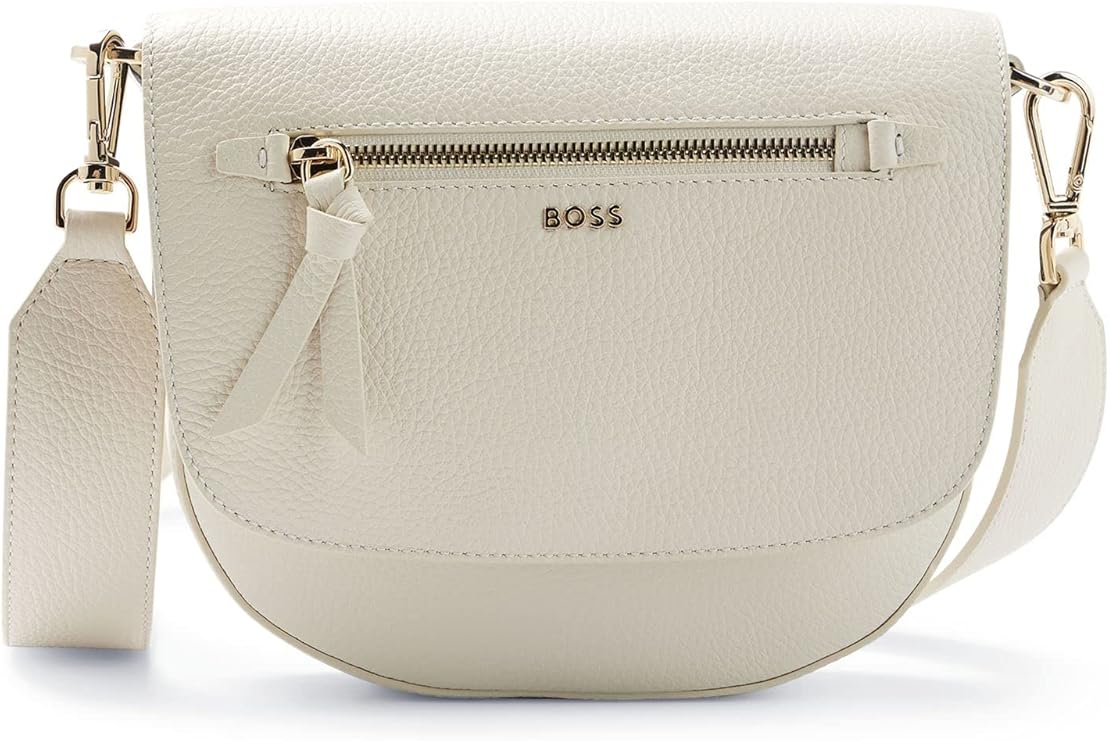 boss 女士 sophie 斜挎包由粒面皮革制成,带有链带
