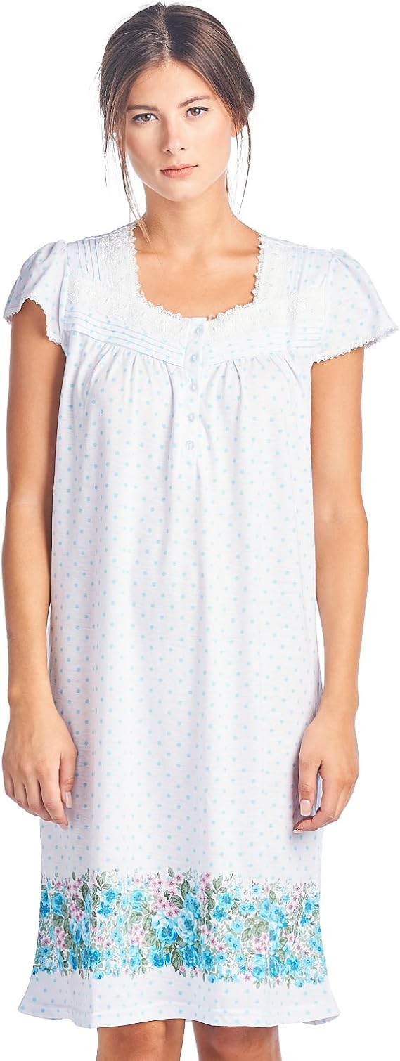 casual nights 女士盖袖花卉蕾丝睡衣