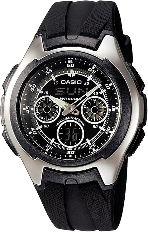 casio 卡西欧analog-digital系列三眼双显树脂电子男表 aq-163w-1b1