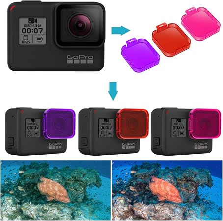 Neewer Neewer 3 件装潜水过滤器套件 适用于gopro Hero 7 6 5 直接安装在gopro 镜头上 增强颜色 适用于潜水 浮潜和潜水 红色 粉色 洋红色 价格报价图片评测多少钱