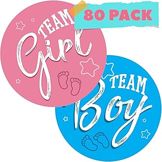 厘米 team boy and team girl 标签(每张 40 张)适用于婴儿淋浴或性别