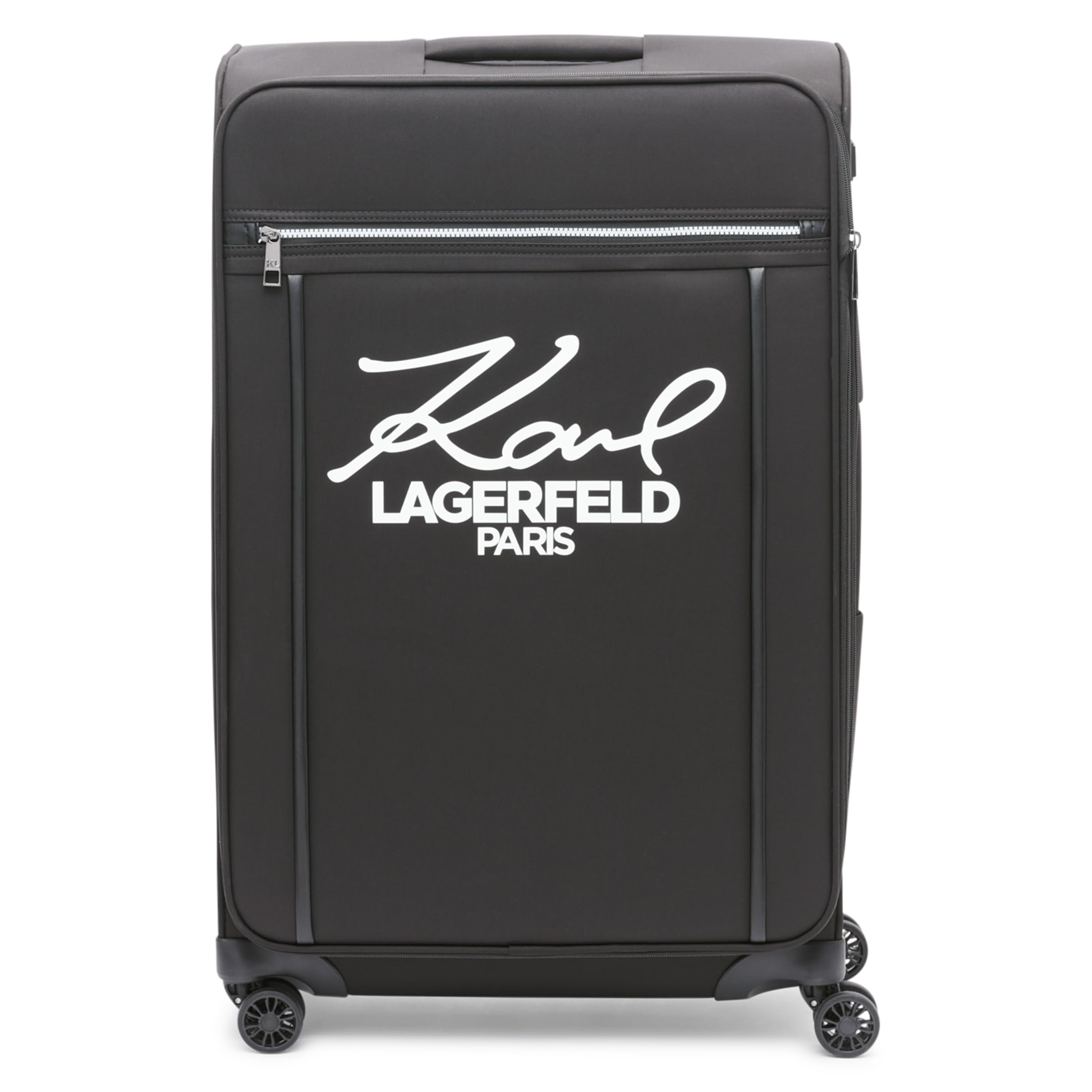 Karl Lagerfeld Paris Women's Large Vertical Trolley Case, Black, 29 inches, Black//White, 29 inches, Large Vertical Trolley Case