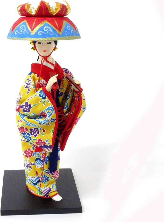 摆件 日本人偶9英寸 琉球舞人偶 橙色 303-121