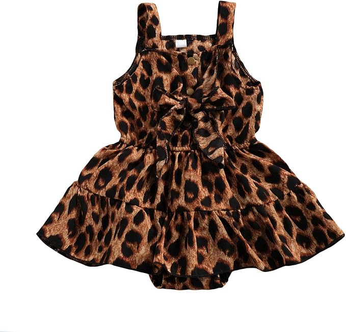xiaodriceee 幼儿女婴豹纹连衣裙儿童猎豹印花无袖露背