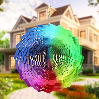 ceuku 金属风转盘 12 英寸 3d 彩色大风转盘不锈钢庭院艺术装饰室内