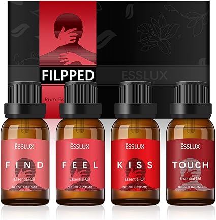 Esslux Flipped 香薰精油礼品套装 情侣浪漫香味 天然优质混合香薰和按摩 4x15毫升 亚马逊中国 美容化妆