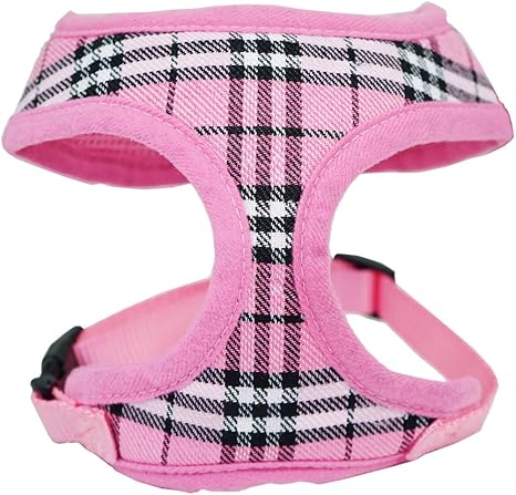 Wonderpup格纹猫狗牵引背心舒适柔软网布零冲力适合带小狗散步粉色s 亚马逊中国 宠物用品