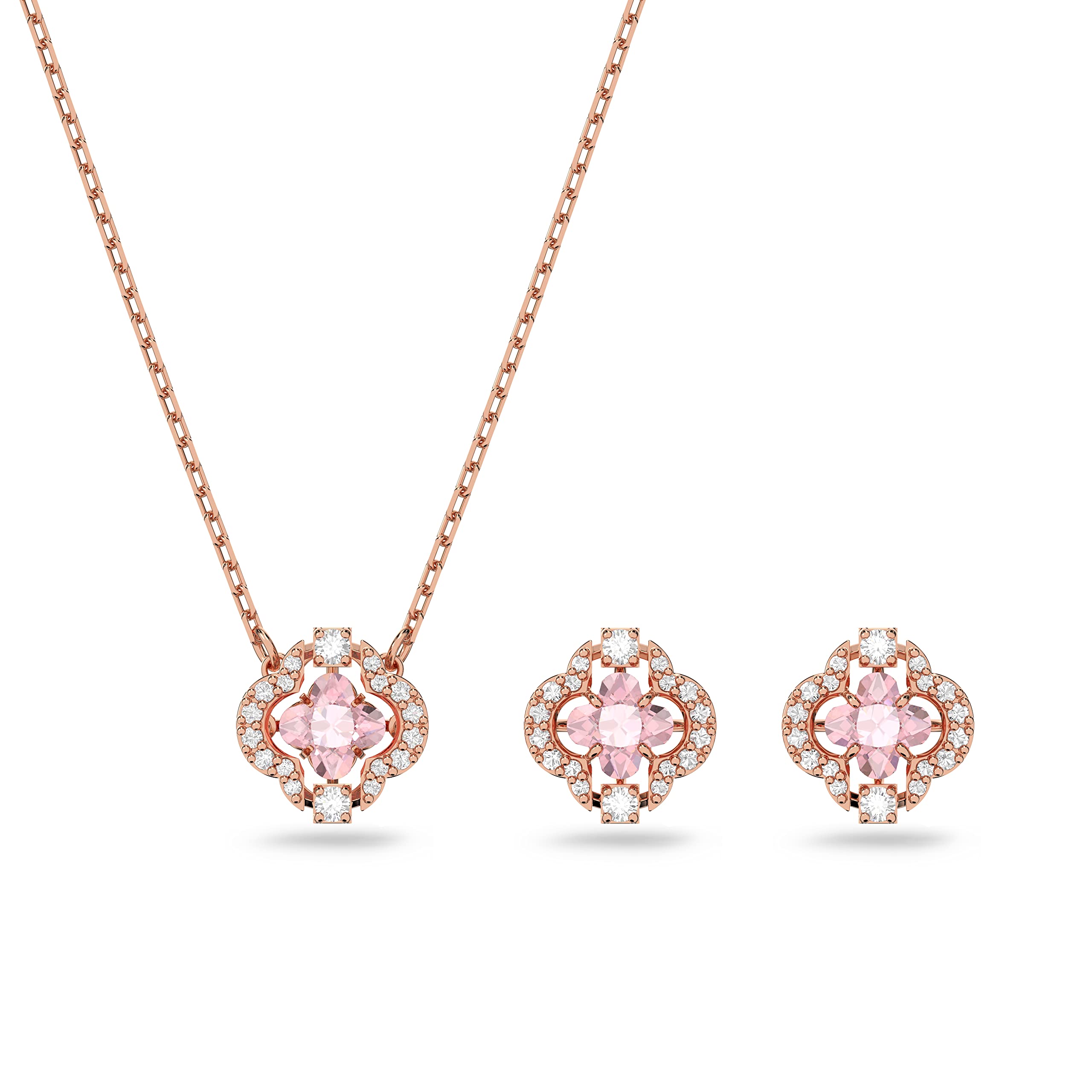 Swarovski Ladies Shiny Crystal necklace and earring jewelry set