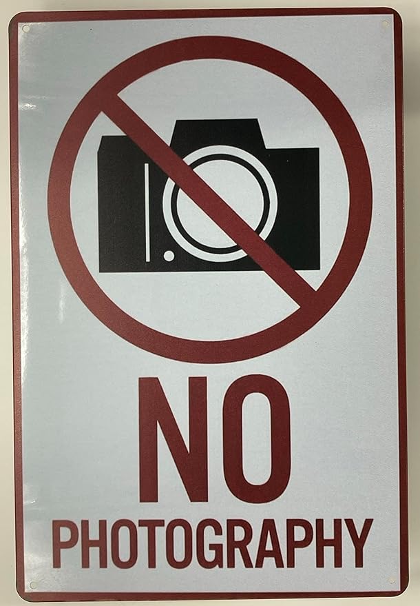 48 厘米 | 户外警告标志 注意不要在该区域拍摄照片 | 警告风格牌匾