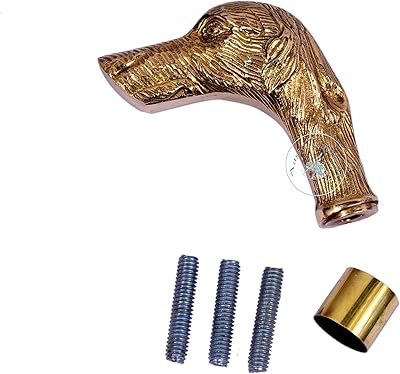 黄铜大狗头手柄手杖木手杖棒手柄