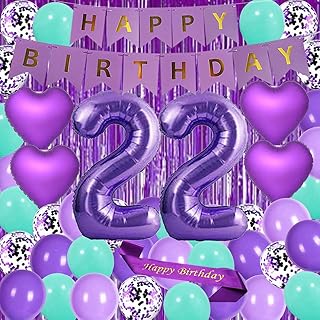 紫色 22 岁生日派对装饰用品紫色主题生日快乐腰带 101.