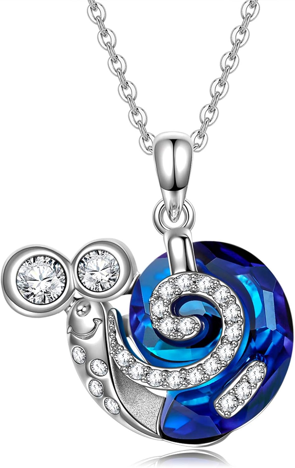 J Nina 动物系列首饰 蜗牛豪华包装可爱吊坠项链 施华洛世奇 新切割水晶 理想的珠宝女儿蓝色 亚马逊中国 珠宝首饰