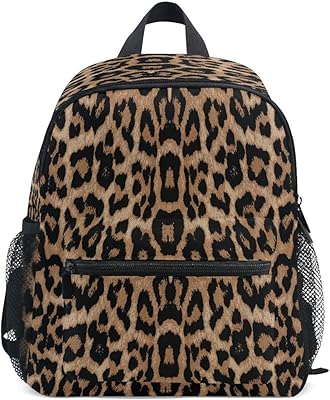 幼儿背包书包书包猎豹豹纹印花旅行包,适合女孩男孩儿童,带名片