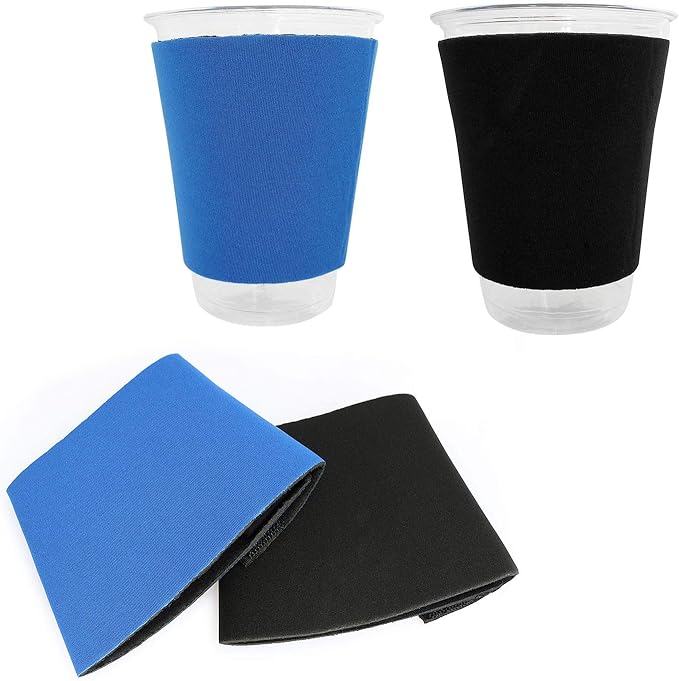 longdex 隔热杯套 2 件套防滑隔热防滴漏可重复使用氯丁橡胶咖啡杯套