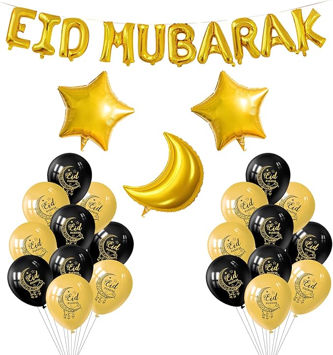 乳胶气球铝箔月亮星星气球用于斋月凯雷姆装饰伊斯兰穆斯林派对用品