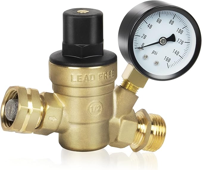 qnine rv 水压调节阀带仪表,3/4 英寸(约 1.