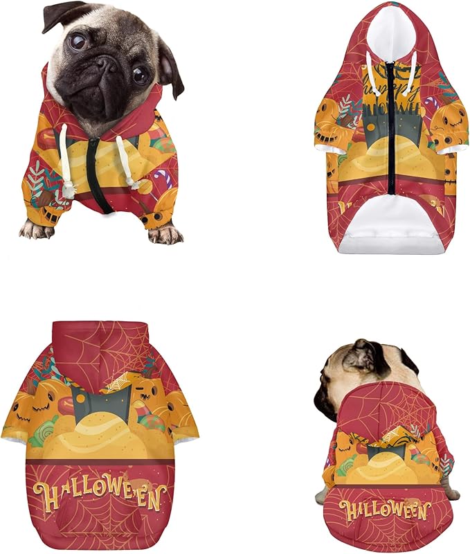 小号小狗衬衫运动衫经典白色狗狗万圣节服装小狗衣服带口袋时尚设计