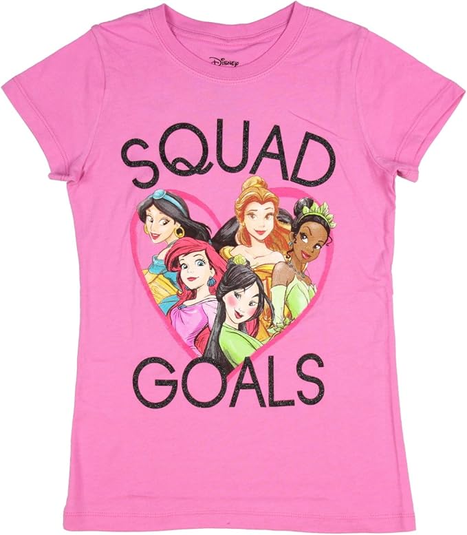 迪士尼公主女童 squad goals 短袖圆领图案 t 恤