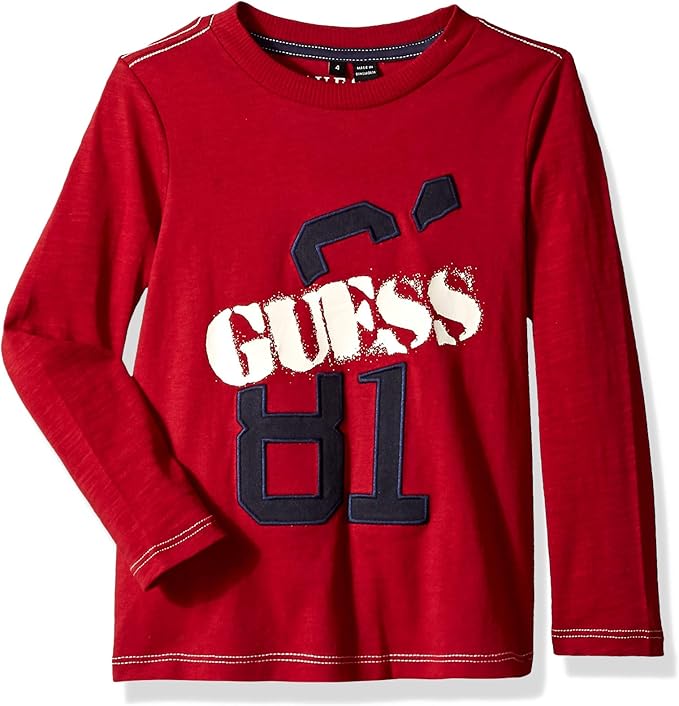 guess 男童长袖斜线图案标志 t 恤