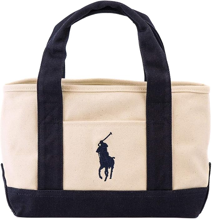 polo ralph lauren 拉夫劳伦 托特包 学校托特包 小型 象牙色 *蓝