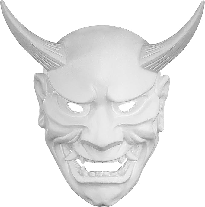 白色武士oni diy 面具万圣节恶魔服装忍者角色扮演化妆舞会,战士歌舞