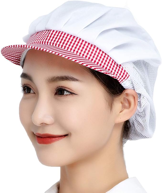 jaspfct 3 件套厨师帽 厨房烹饪 面包机 发网 食品服务帽 女式