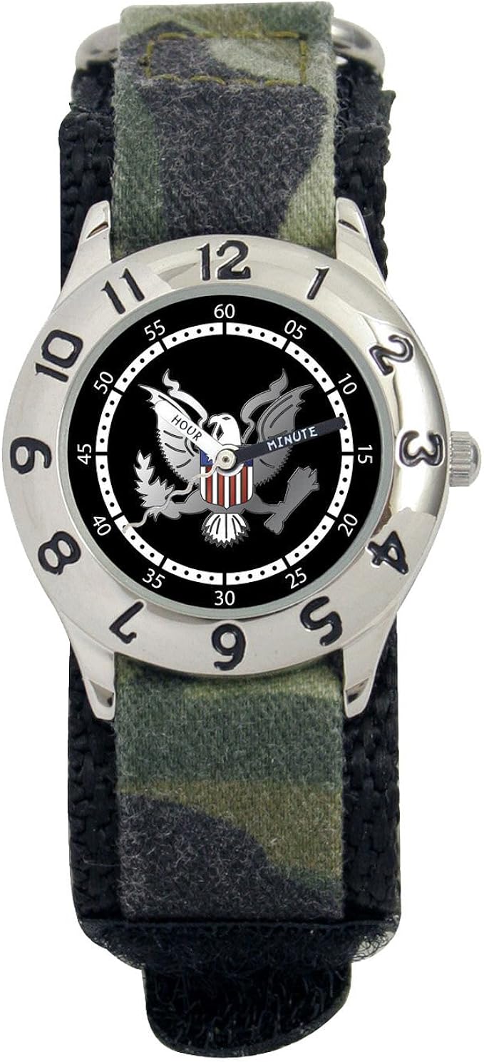 ewatchfactory 儿童43826军事 " * " 迷彩魔术贴绑带经典时间老师手表