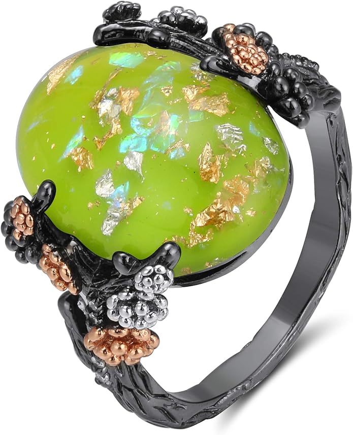 ginger lyne 系列 henrietta 树枝花模拟火蛋白石戒指儿童女士精灵