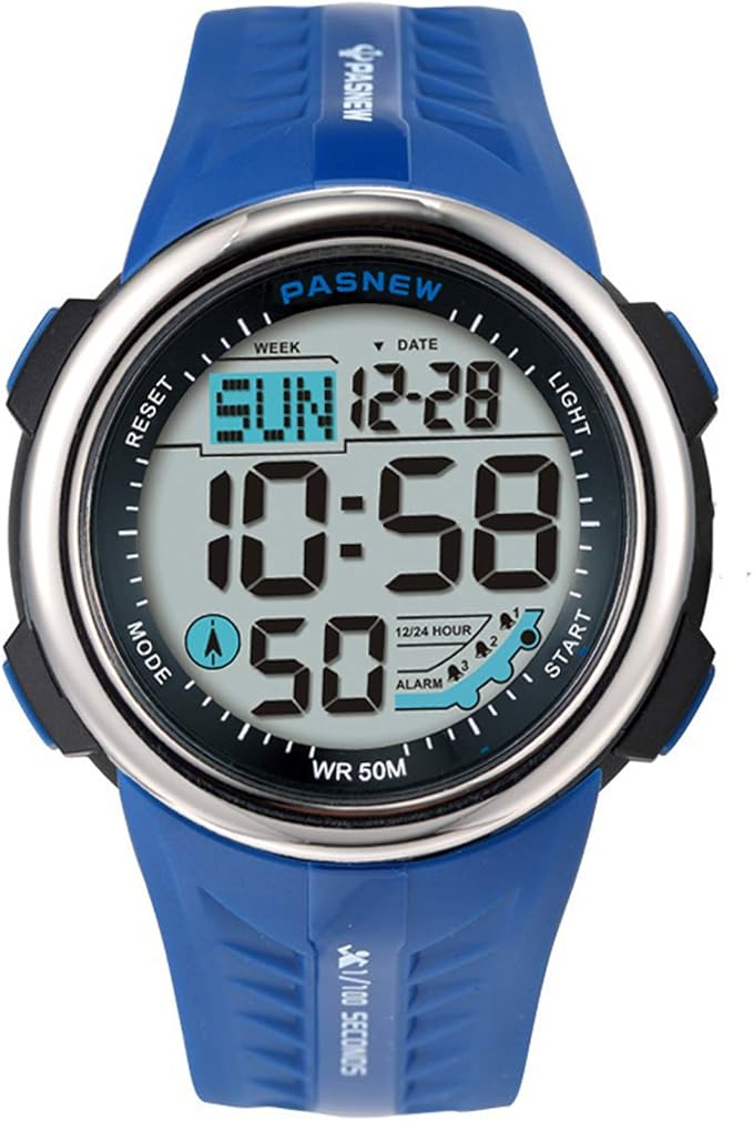 pasnew 男孩手表模拟数字双时手表防水运动休闲男孩腕表